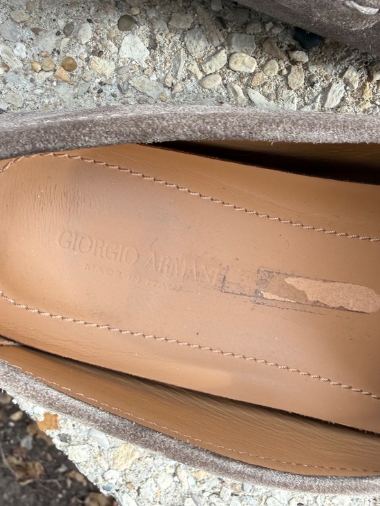 Giorgio Armani mens TAUPE textured suede slip-on driving loafers main image 13